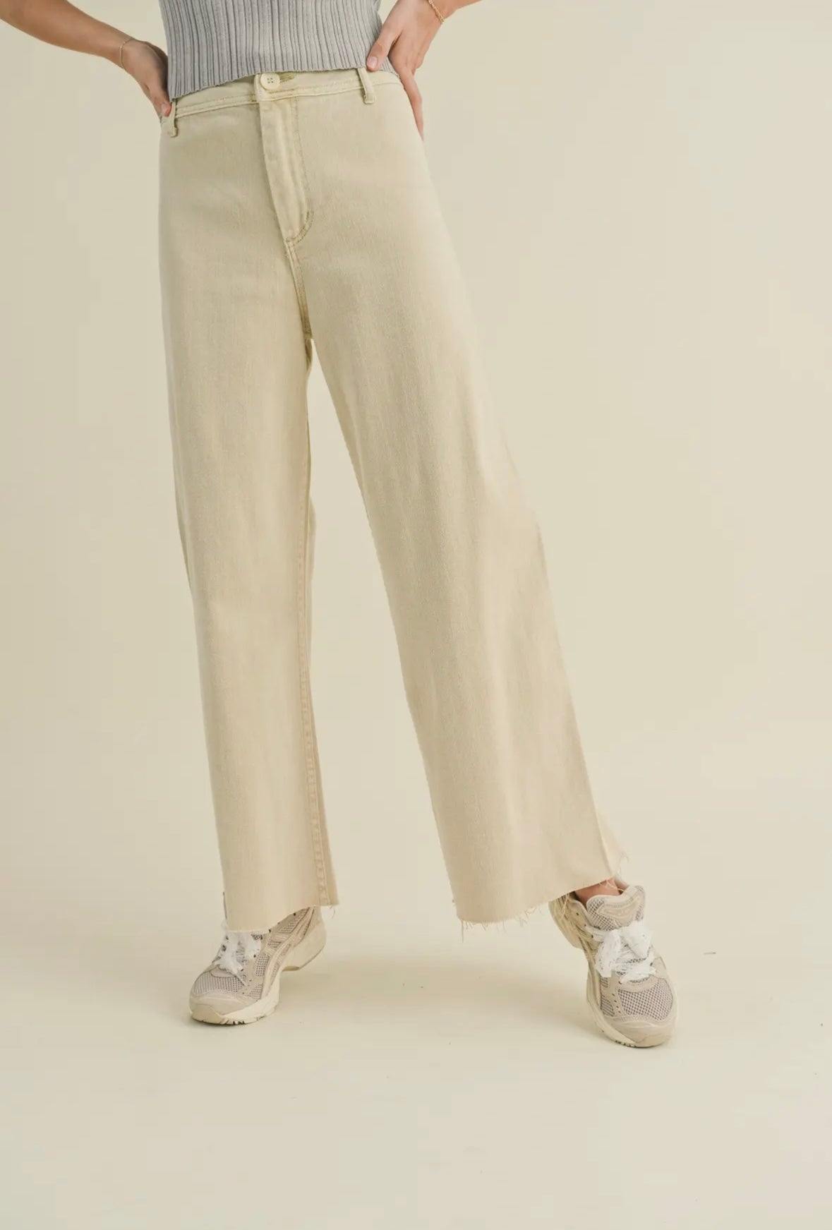 Cream Straight Leg Denim Jeans
