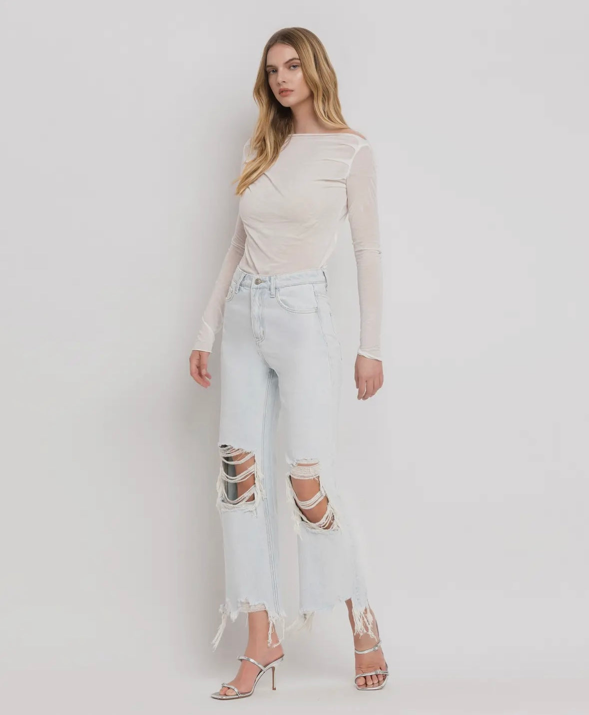 90’s Vintage Super High Rise Crop Flare Jeans