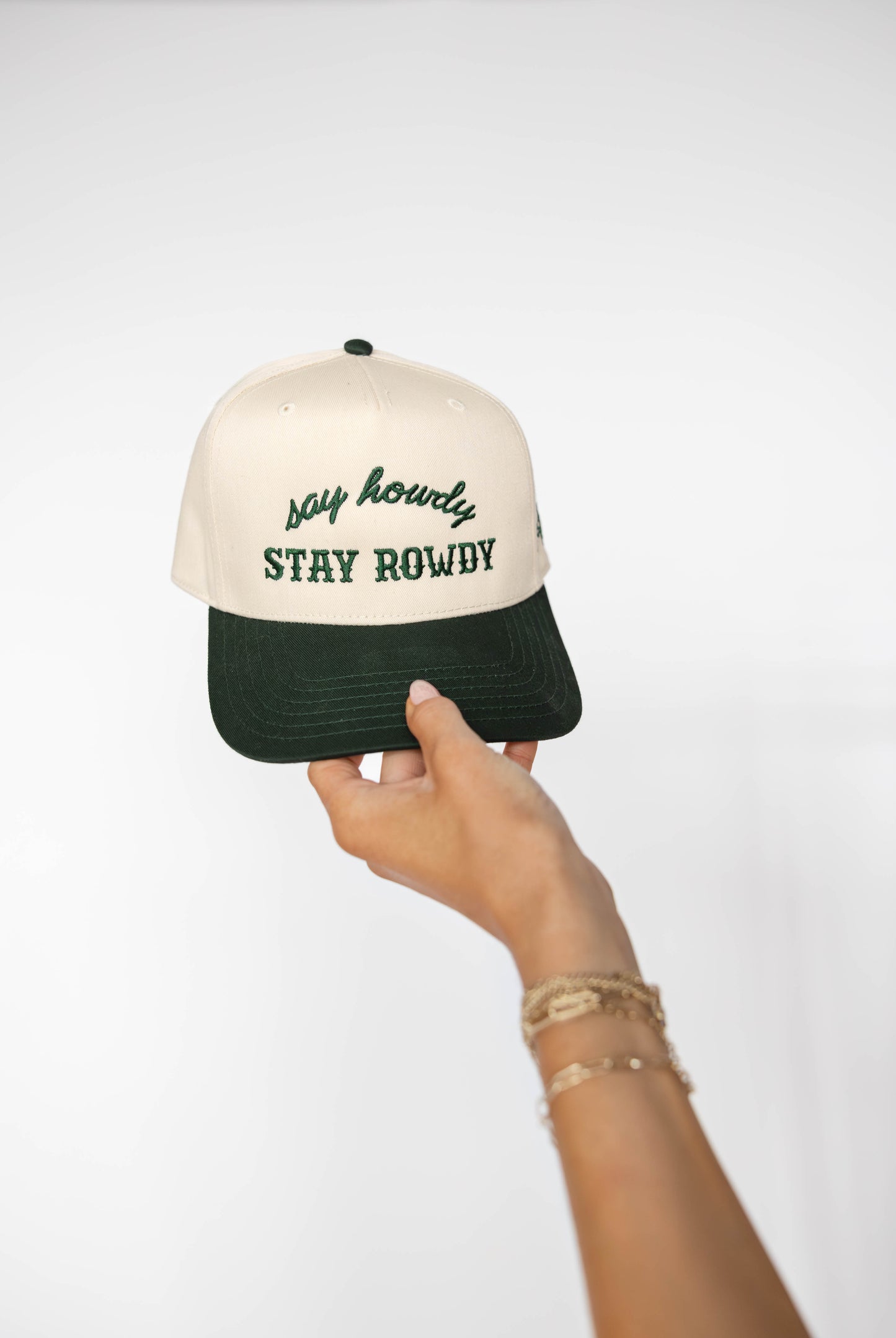 Say Howdy Stay Rowdy Trucker Hat- Green
