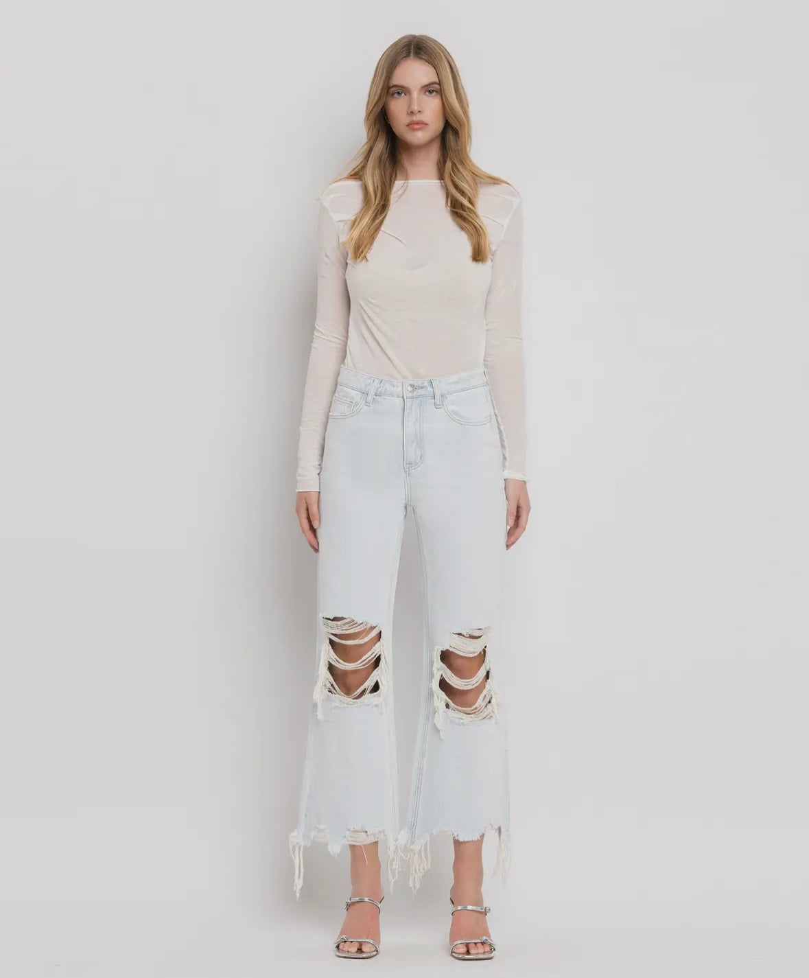 90’s Vintage Super High Rise Crop Flare Jeans
