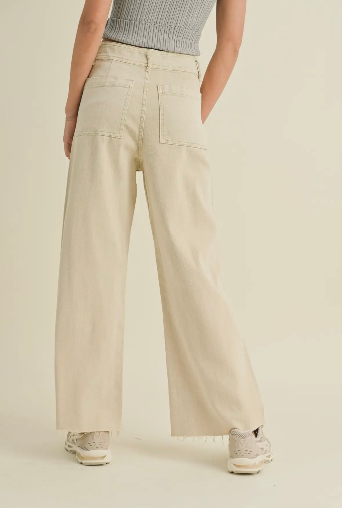 Cream Straight Leg Denim Jeans
