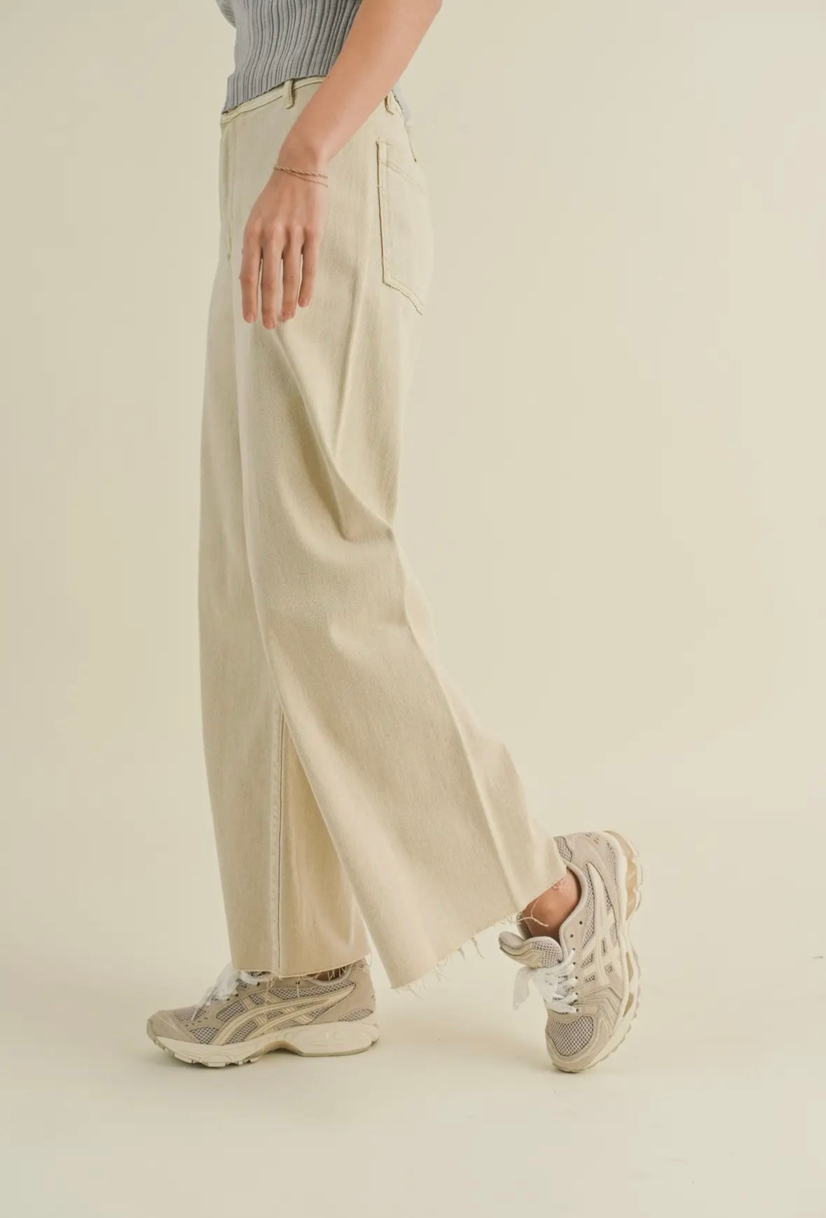 Cream Straight Leg Denim Jeans