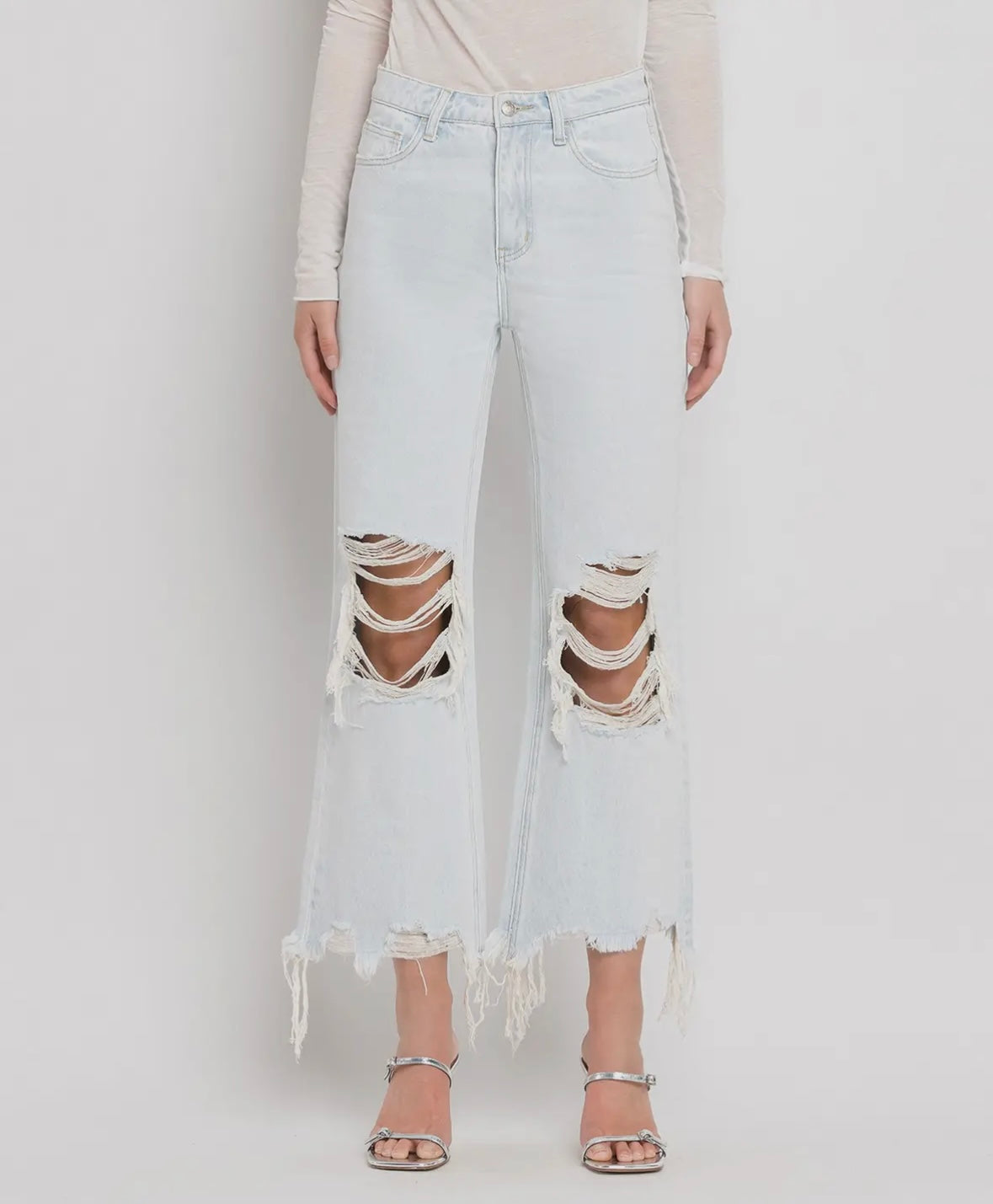90’s Vintage Super High Rise Crop Flare Jeans