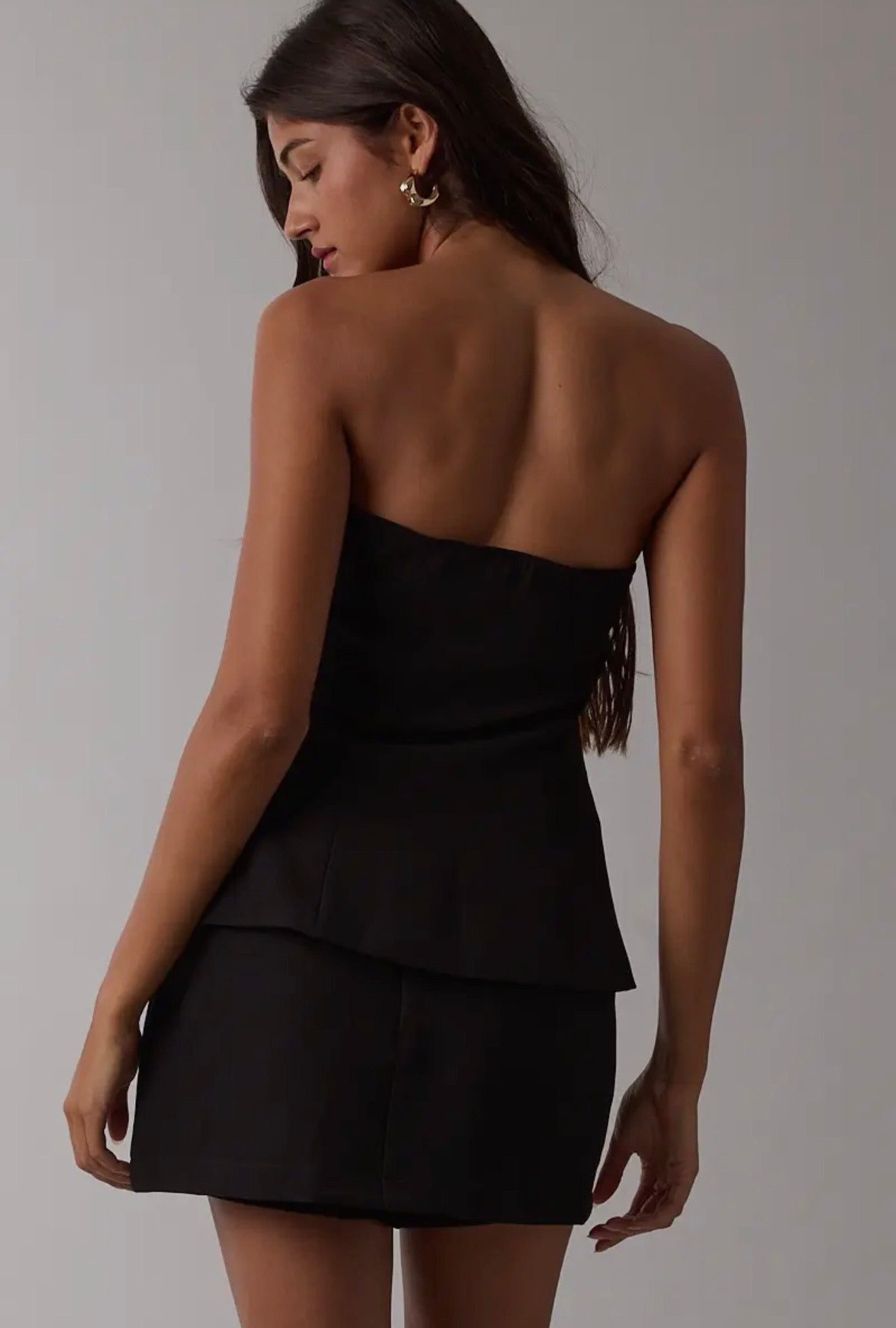 The Power Move Set – Black Button Down Tube Top + Mini Skort
