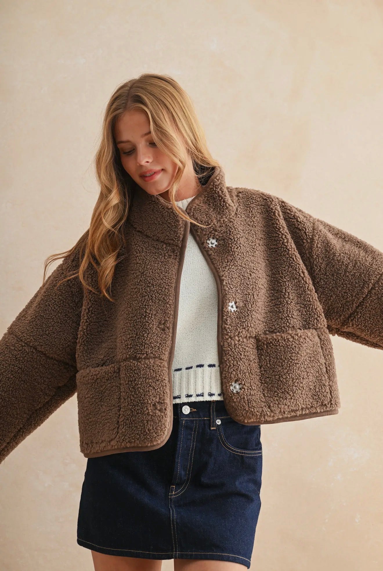 Brown Suede Reversible Sherpa Jacket