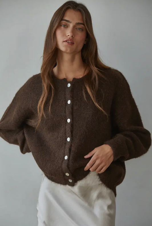 The Cozy Classic Knit Cardigan – Round Neck Buttondown